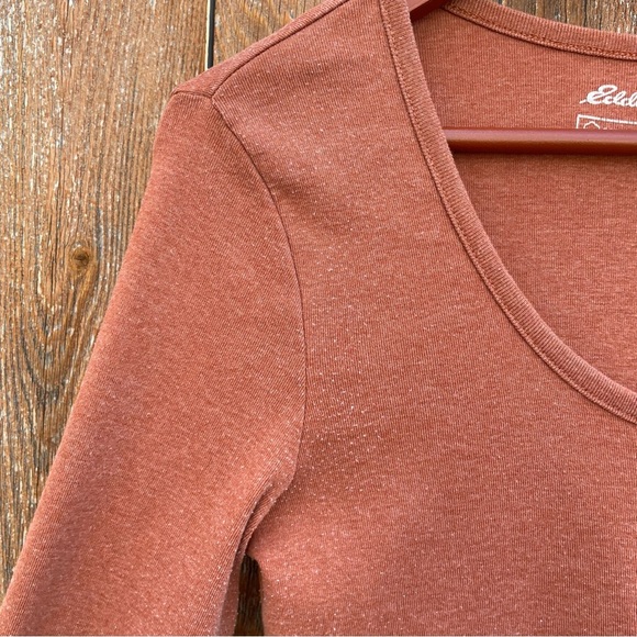 EDDIE BAUER Women’s Rust Brown Henley Round Neck Long Sleeve T Shirt Size Medium - Picture 3 of 11